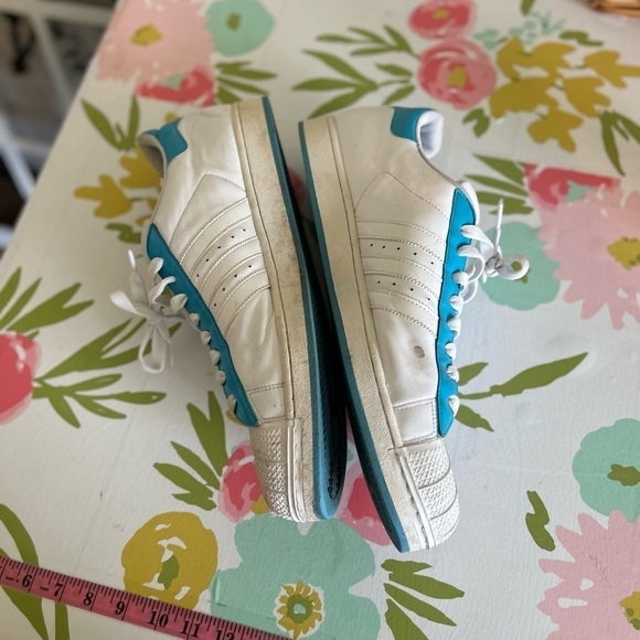 Adidas size 18, US men's white and blue old-school sneakers - Picture 3 of 9